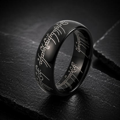 8MM Domed Polished Engraved Tungsten Ring