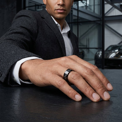 8MM Grey Carbon Fiber Tungsten Ring