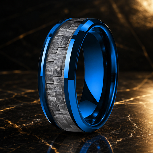 8MM Grey Carbon Fiber Tungsten Ring