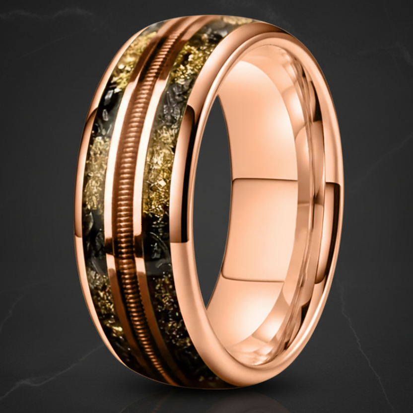 8MM Rose Gold Meteorite Tungsten Ring