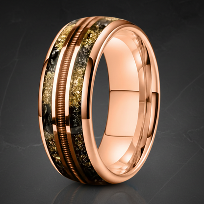 8MM Rose Gold Meteorite Tungsten Ring