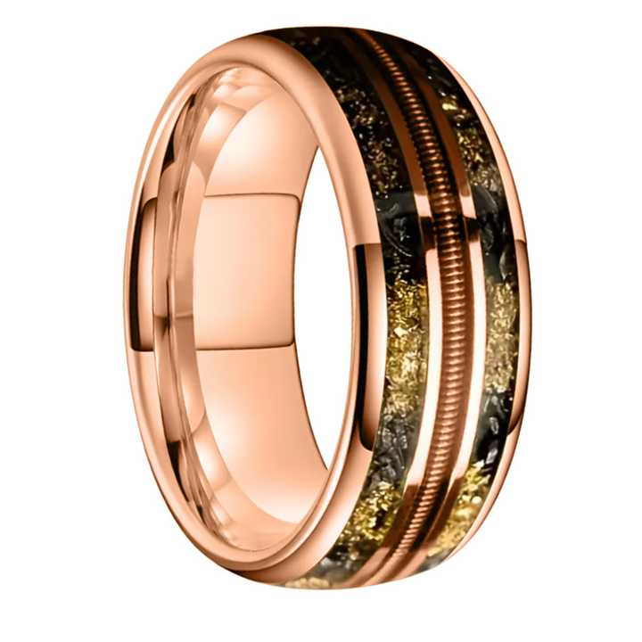 8MM Rose Gold Meteorite Tungsten Ring