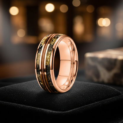 8MM Rose Gold Meteorite Tungsten Ring