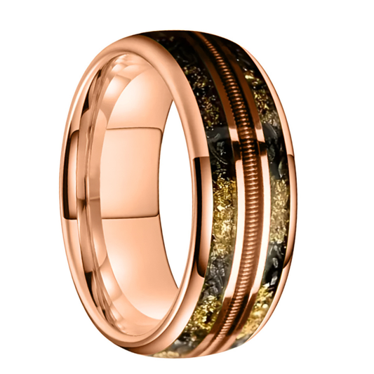 8MM Rose Gold Meteorite Tungsten Ring