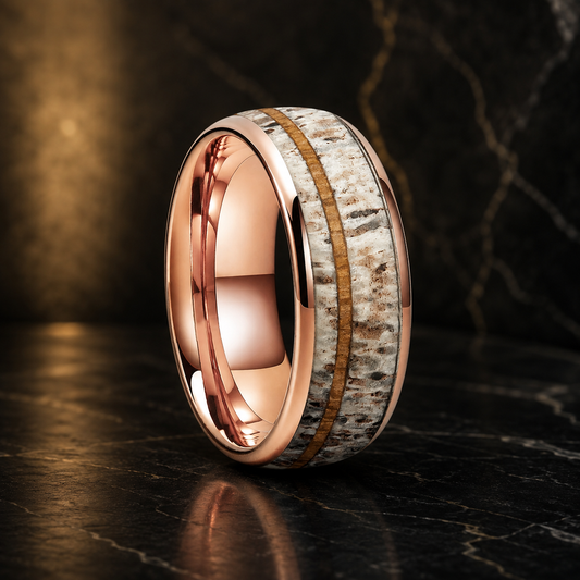 8MM Tungsten Deer Antler Ring