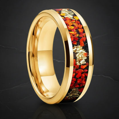8MM Tungsten Ring with Orange Opal