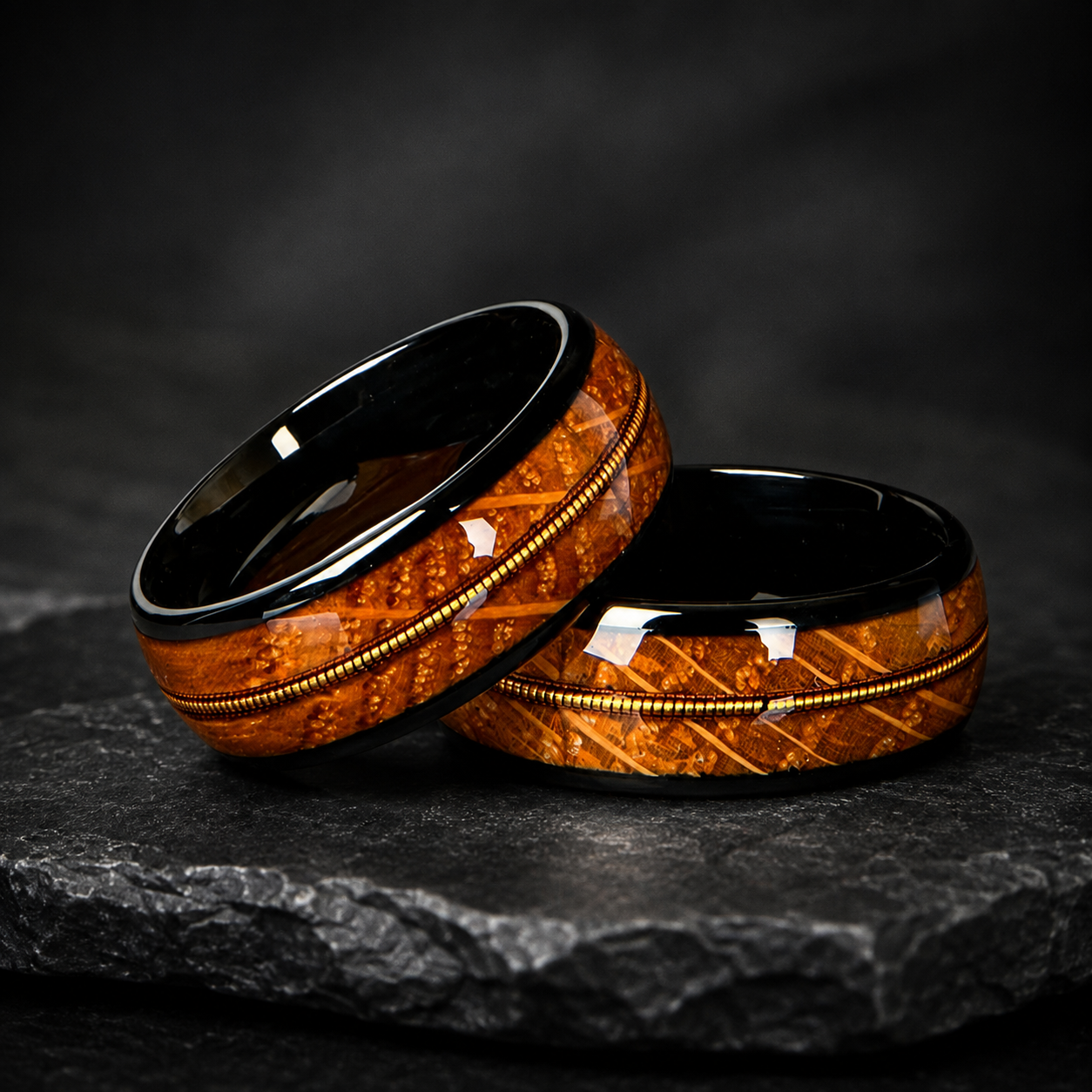 8MM Tungsten Ring with Whiskey Barrel Wood