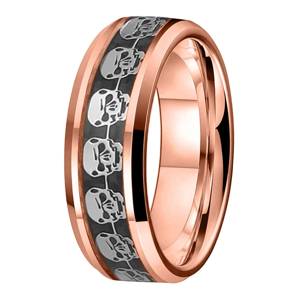 8MM Tungsten Skull Ring