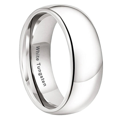 8MM White Tungsten Ring