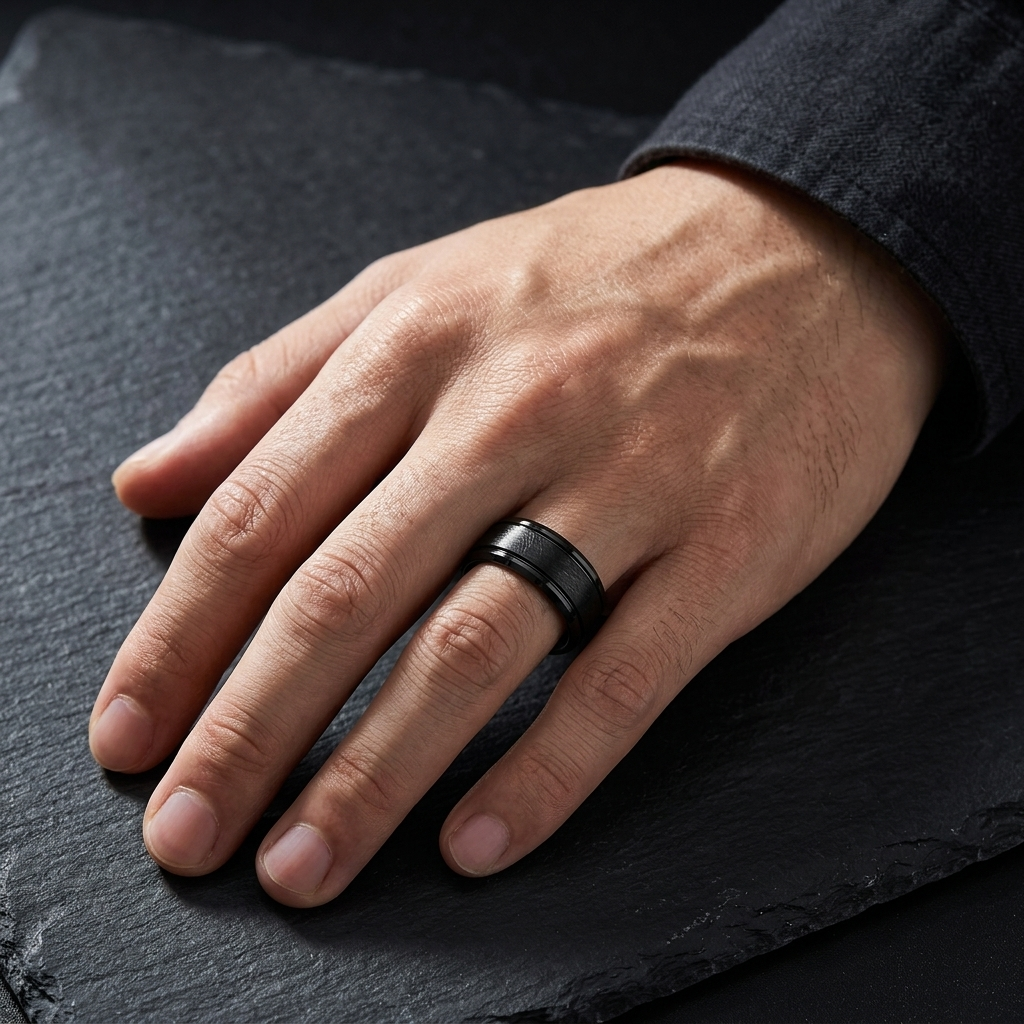 8mm Black Tungsten Carbide Ring for Men