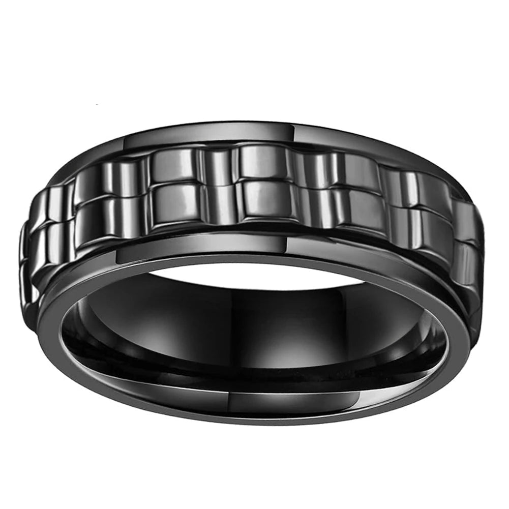 8mm-black-Tungsten Spinner Ring