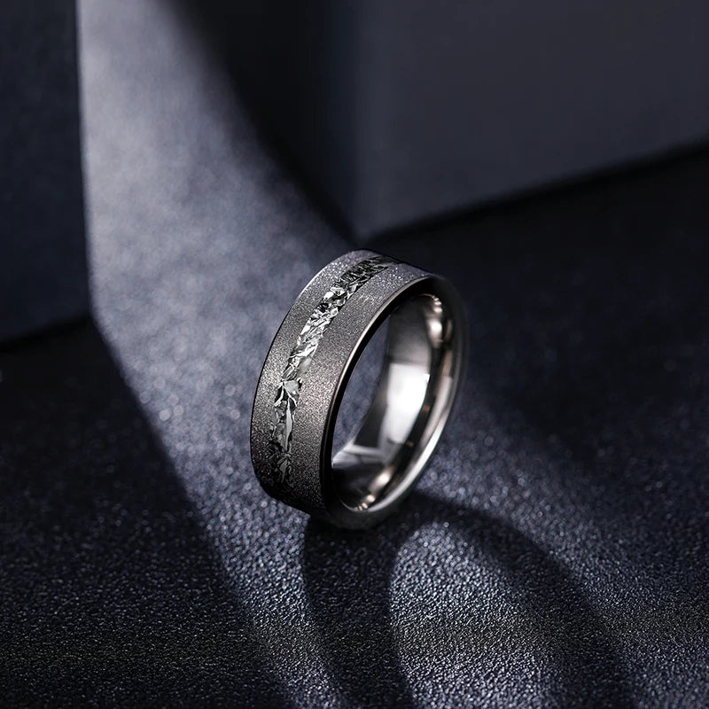 8mm Black Tungsten Ring – Sanded Finish with Zircon