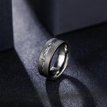 8mm Black Tungsten Ring – Sanded Finish with Zircon