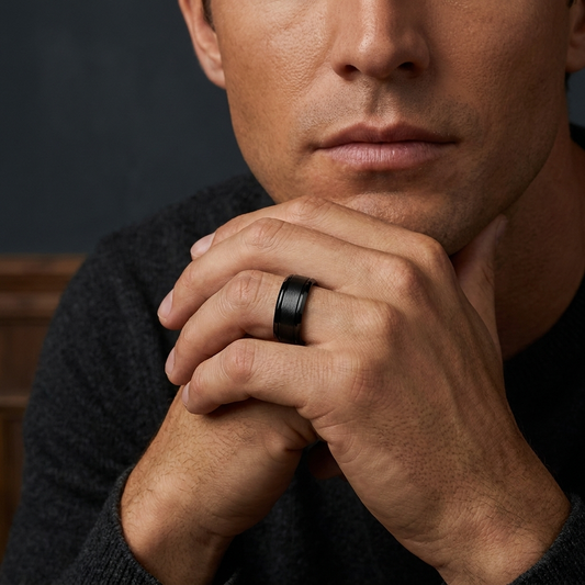8mm Black Tungsten Carbide Ring for Men