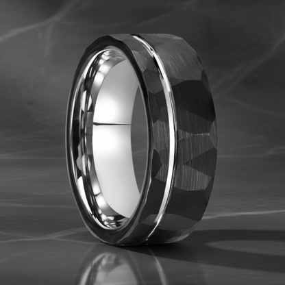 8mm Black and silver Tungsten ring