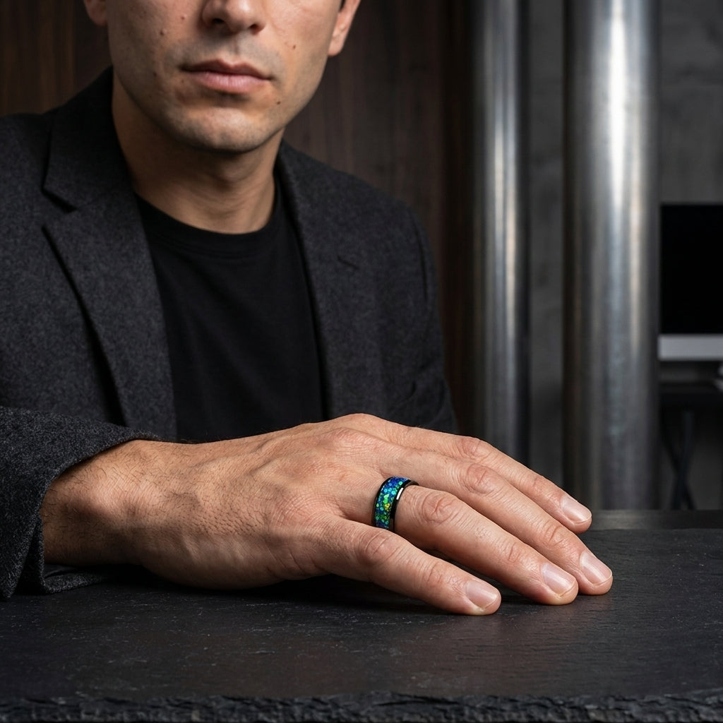 8mm_Blue_Opal_Tungsten_wedding_Ring