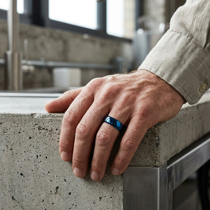Blue Tungsten Wedding Band