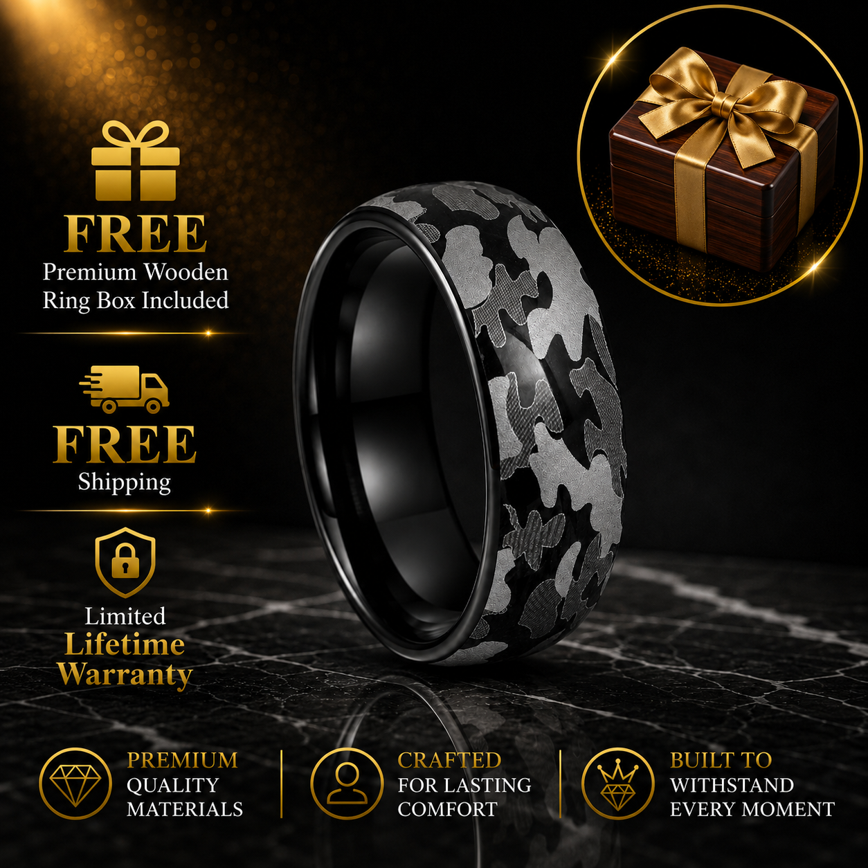 Camouflage Tungsten Wedding Band