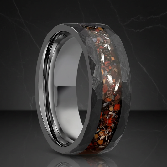  8mm Dinosaur Bone Tungsten Ring
