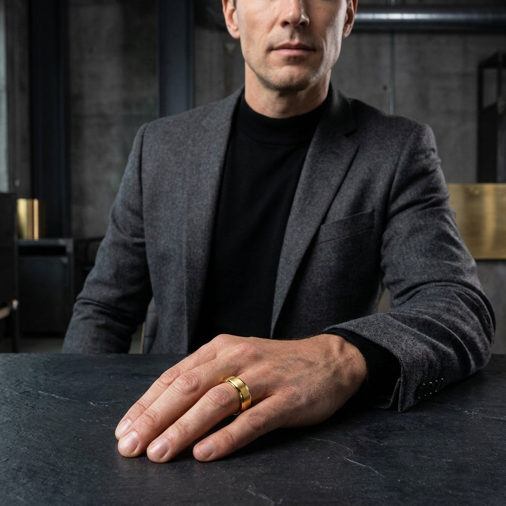 Golden Tungsten Ring