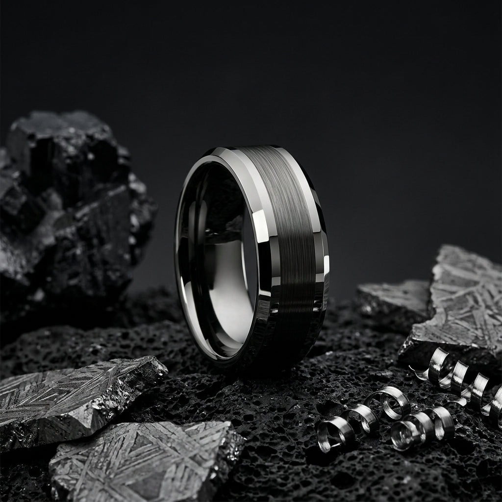 8mm Gunmetal Tungsten Ring