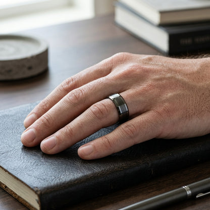 8mm Gunmetal Tungsten Ring for men