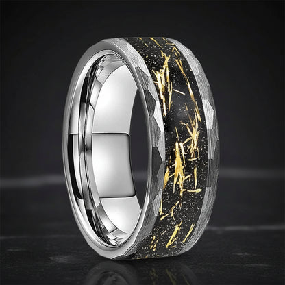 8mm Hammered Tungsten Wedding Band 