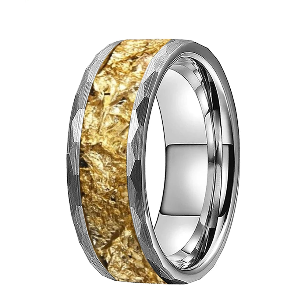 8mm Hammered Tungsten Wedding Band 