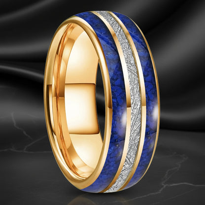 8mm Lapis Lazuli Meteorite Tungsten Ring