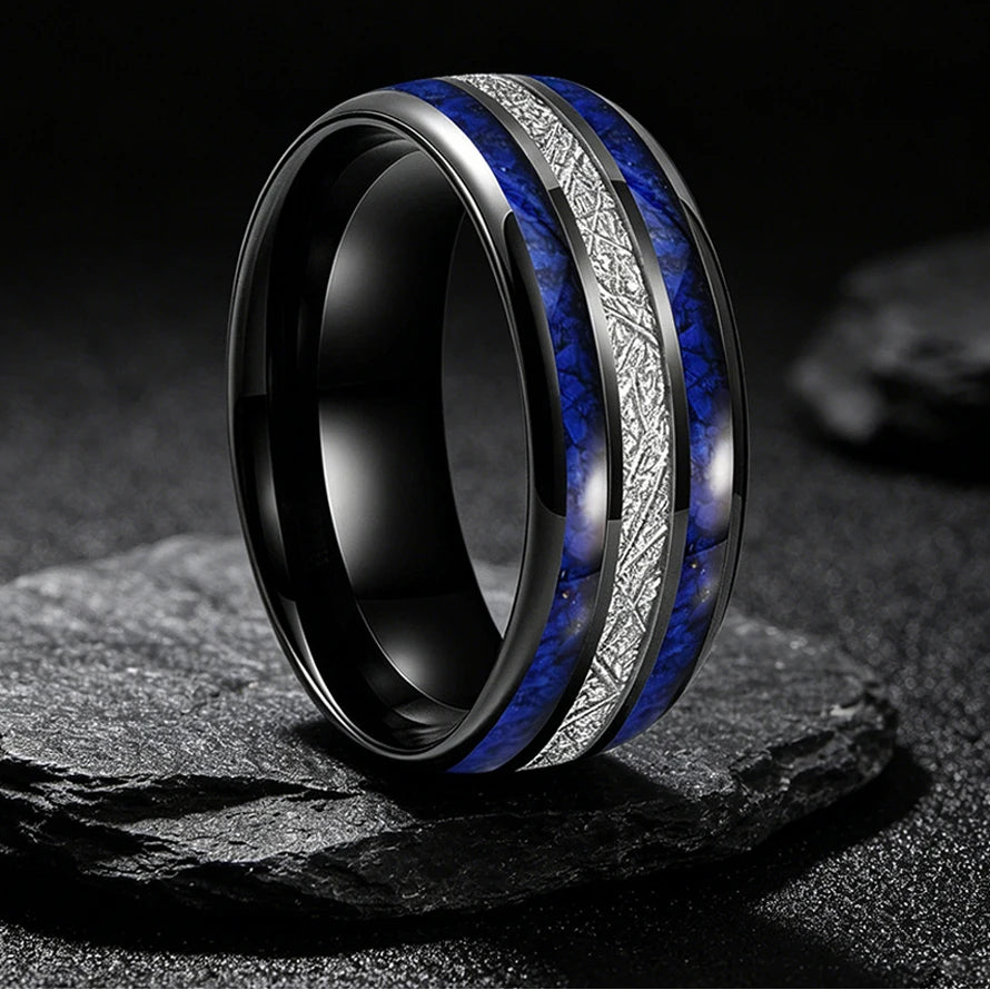 8mm Lapis Lazuli Meteorite Tungsten Ring