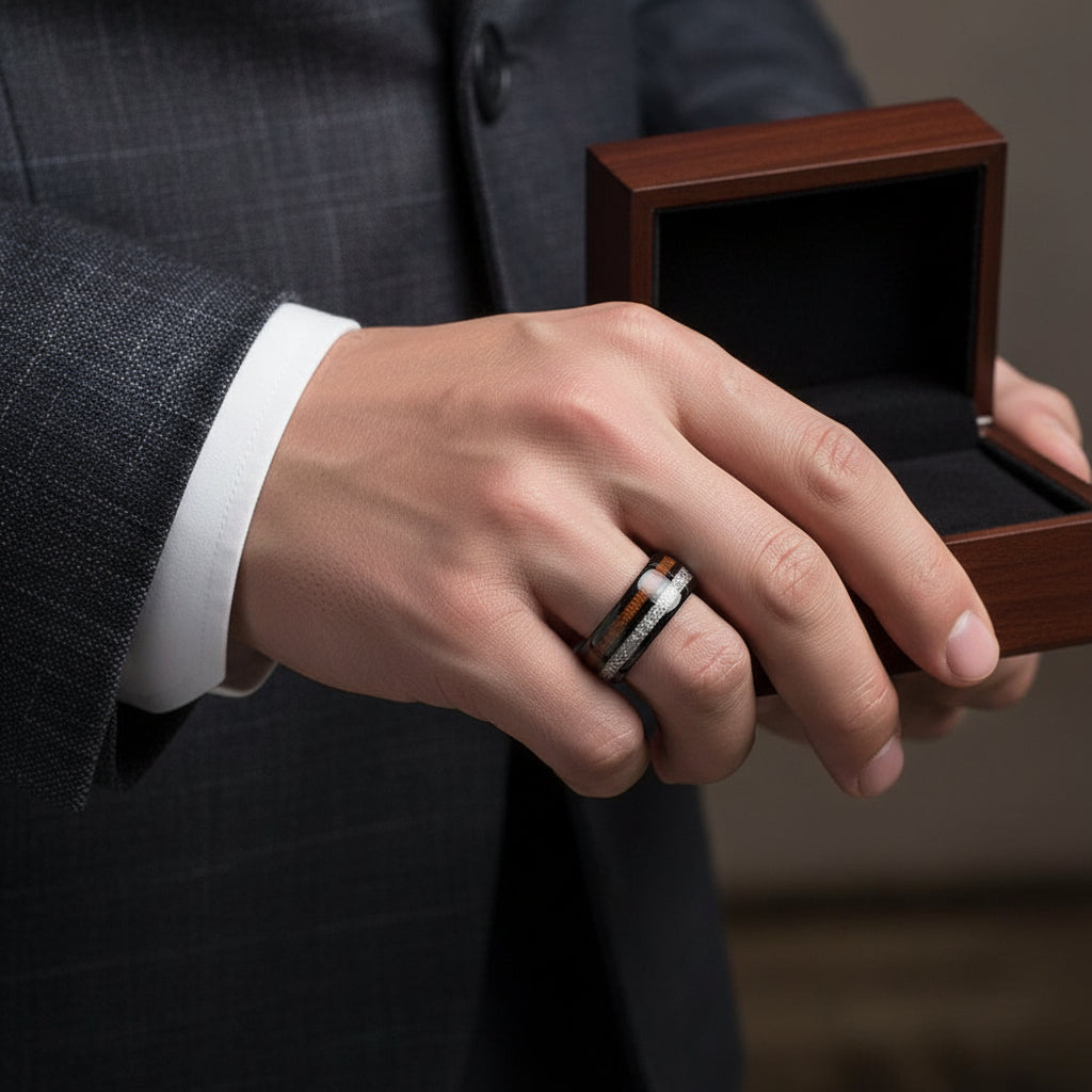 8mm Meteorite Engagement Ring