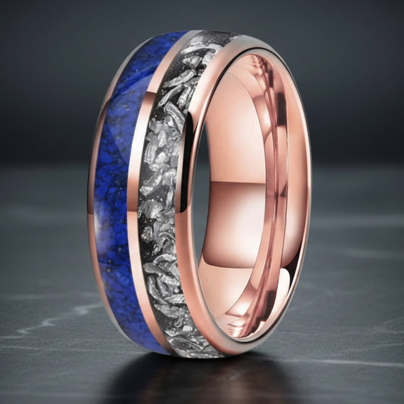Meteorite Lapis Lazuli Tungsten Ring