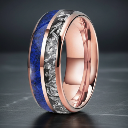 Meteorite Lapis Lazuli Tungsten Ring