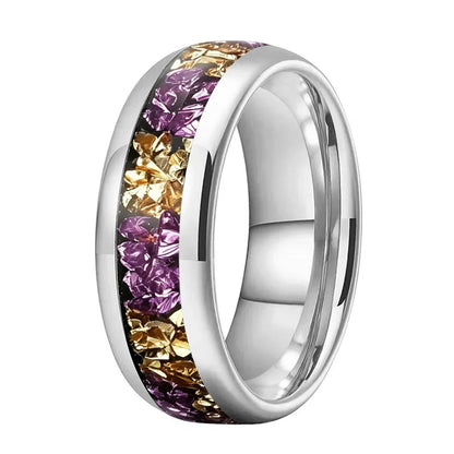 8mm Purple and Gold Tungsten Ring