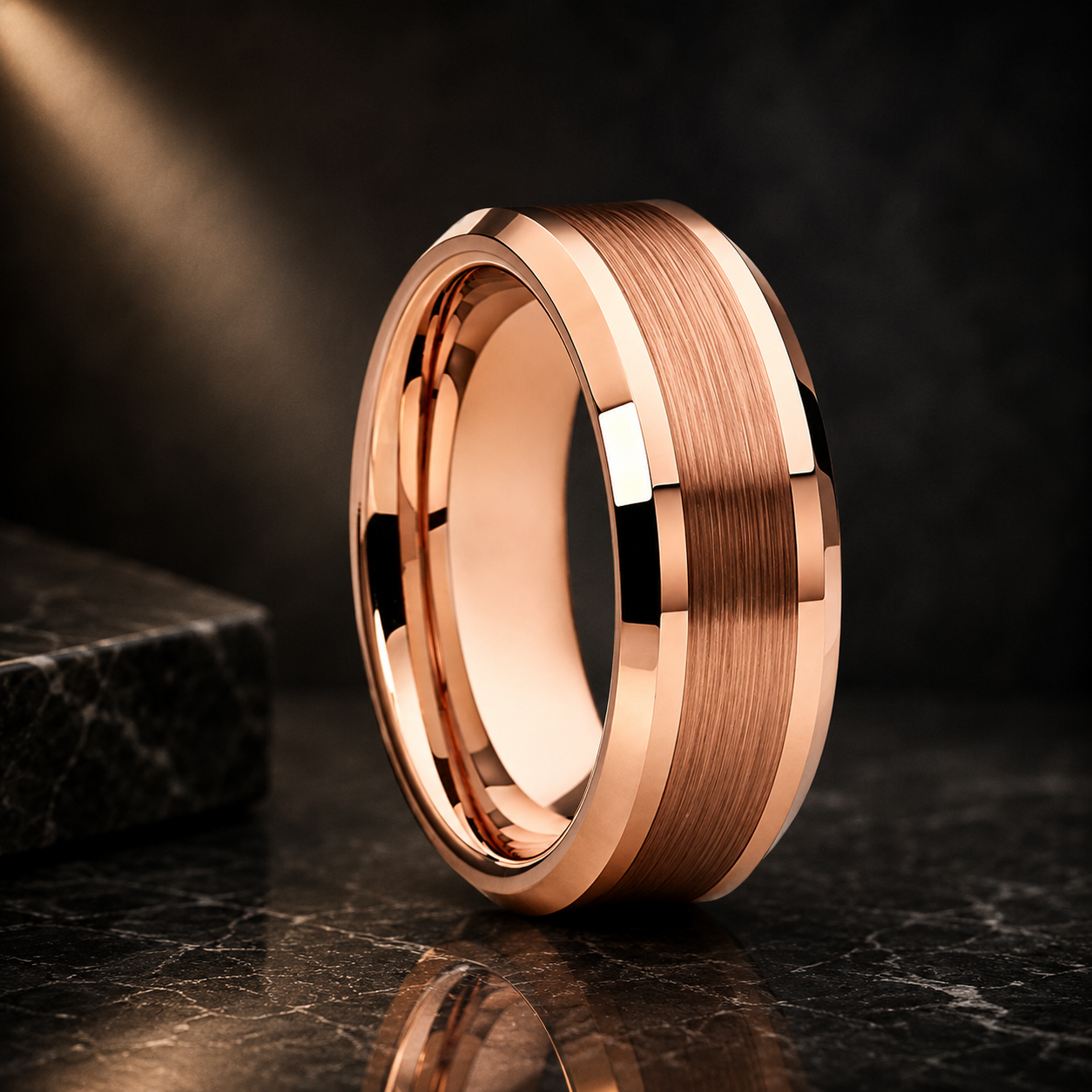 8mm-Rose Gold Plated Tungsten Ring