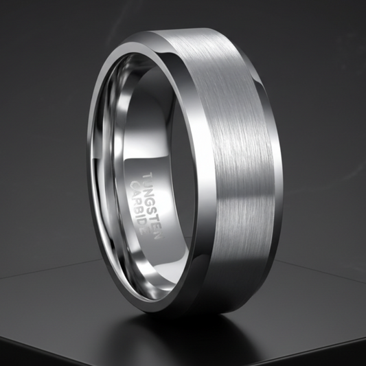 Brushed Grey Tungsten Wedding Band