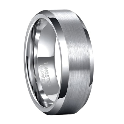 8mm Silver Tungsten Carbide Ring