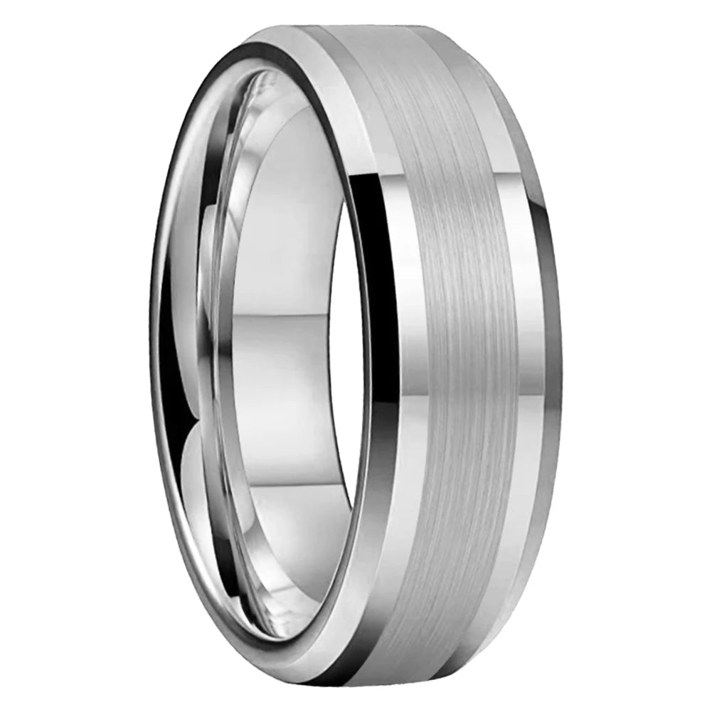 Silver Tungsten Engagement Ring
