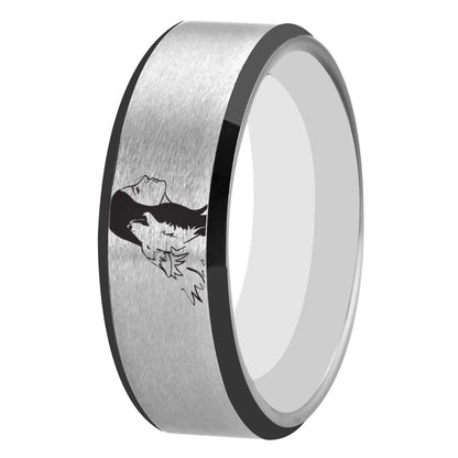 8mm Tungsten Ring – Wolf Girl Design