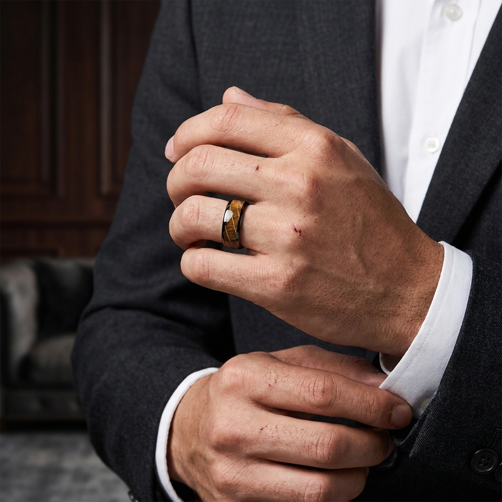 8mm Tungsten Ring with Wood Inlay