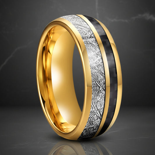 8mm Tungsten Carbide Meteorite Ring