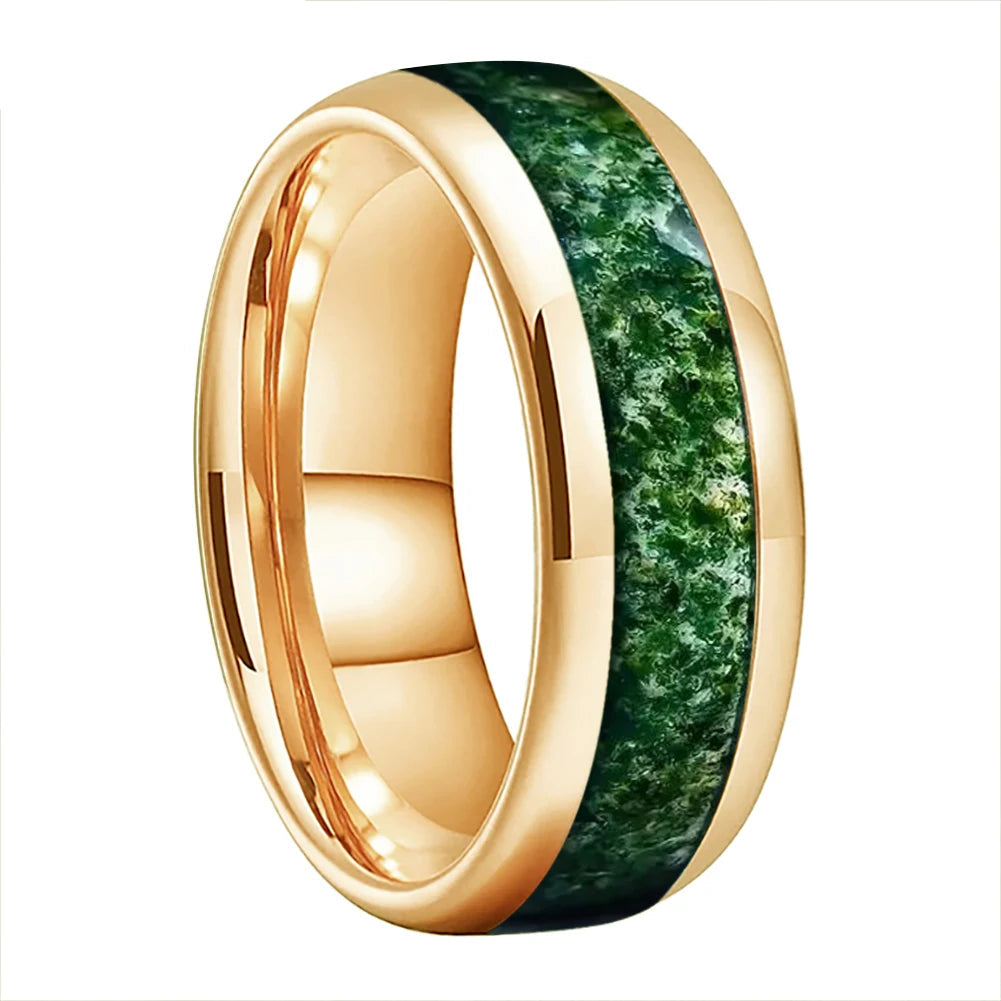 Tungsten Moss Agate Ring 