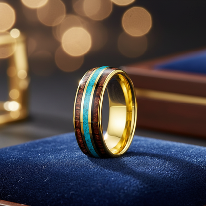 Tungsten_Ring_Turquoise_Koa_Wood_Inlay.