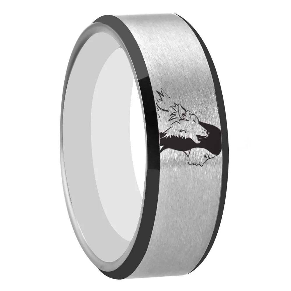 8mm Tungsten Ring – Wolf Girl Design