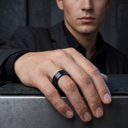 Tungsten Ring with Blue Inside