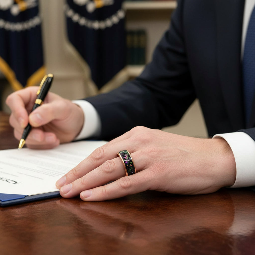 8mm Tungsten Ring with Galaxy Opal Inlay