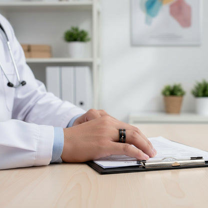 8mm Wood Grain Black Ring for Men