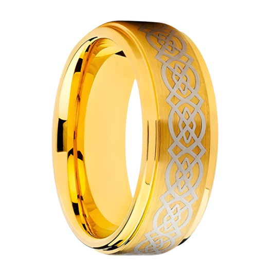 8mm Brushed Gold Tungsten Ring