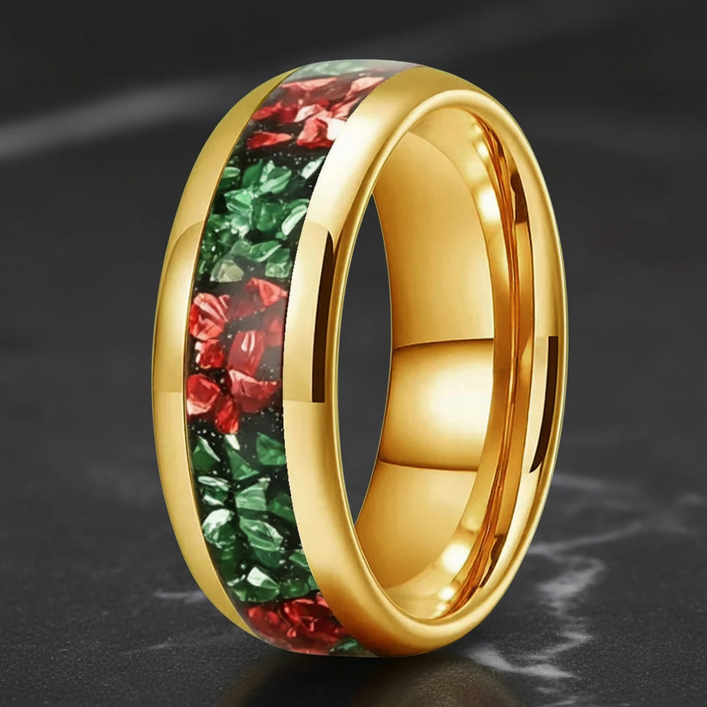 8mm Green and Red Tungsten Ring