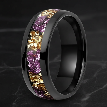 8mm Purple and Gold Tungsten Ring